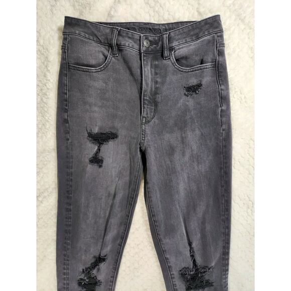 Sz 6 American Eagle Womens Black / Gray Distressed Jegging Skinny Jeans - Picture 3 of 7